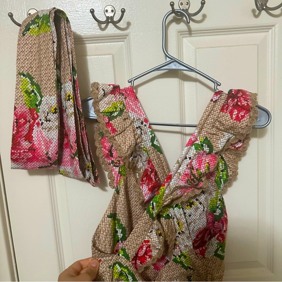 NWOT FARM Rio Womens Floral Open Crossed Back Strap Frills Romper - S - Picture 12 of 16